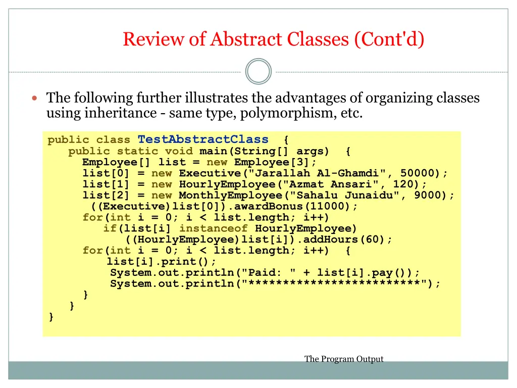 review of abstract classes cont d 3