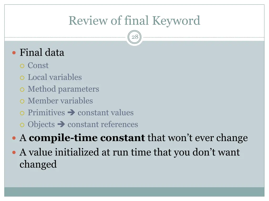 review of final keyword