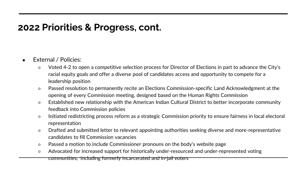 2022 priorities progress cont