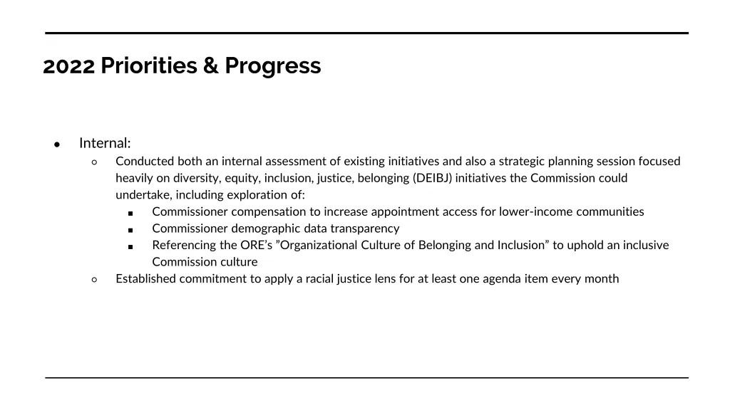 2022 priorities progress