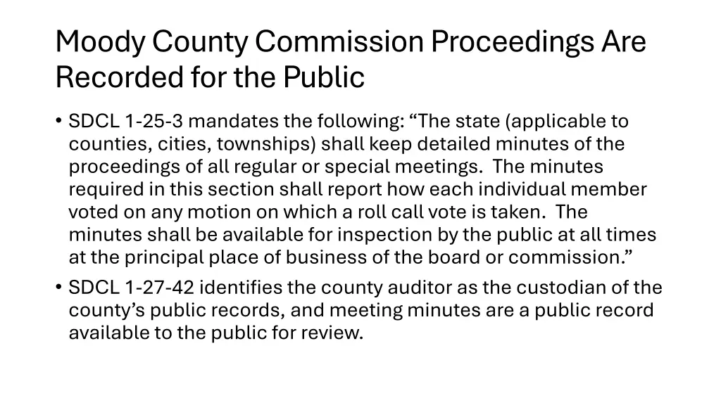 moody county commission proceedings are recorded
