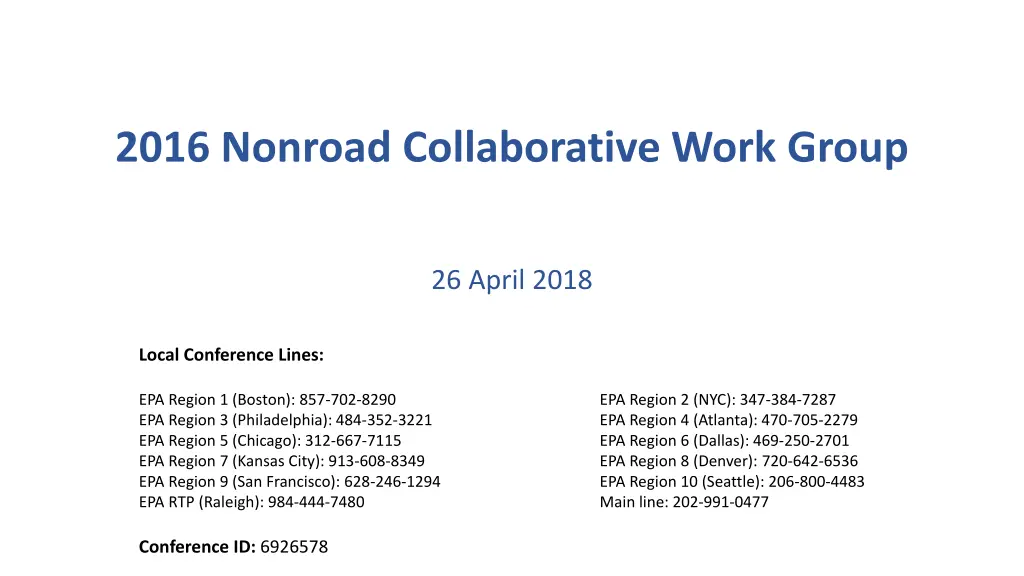 2016 nonroad collaborative work group