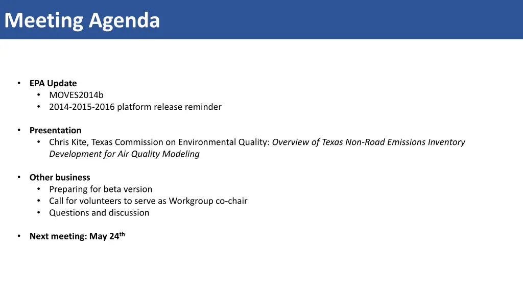 meeting agenda