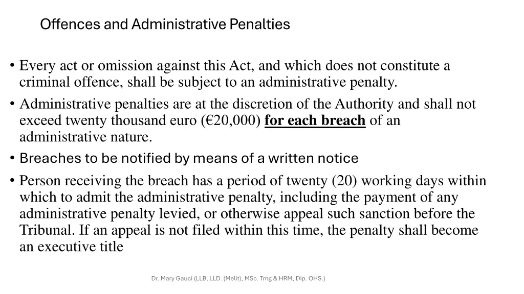 offences and administrative penalties