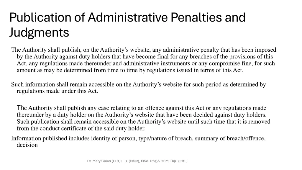 publication of administrative penalties