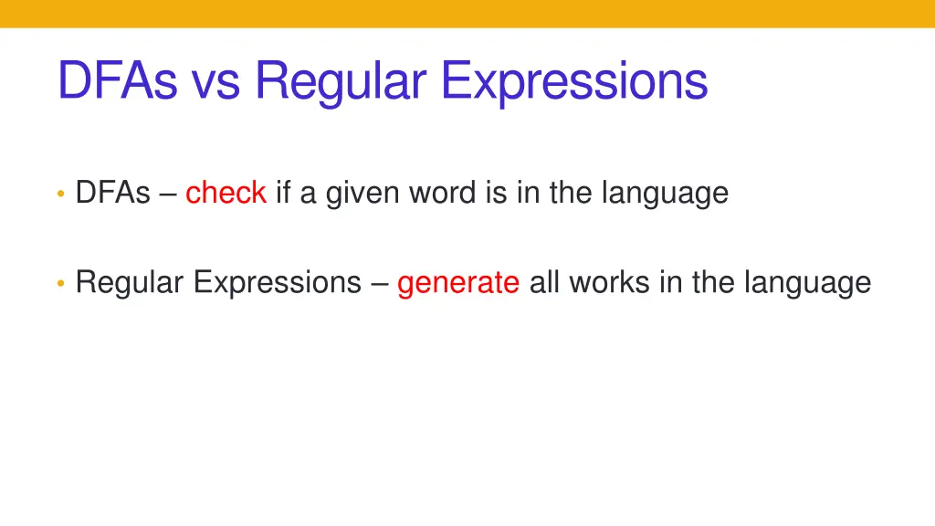 dfas vs regular expressions