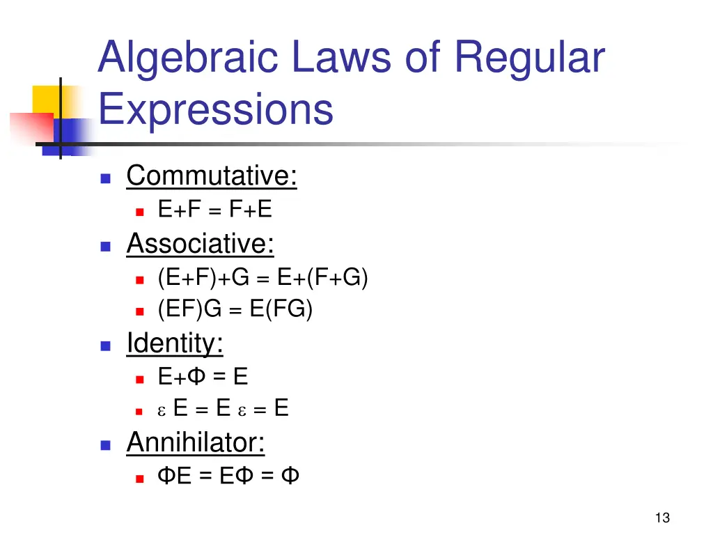 algebraic laws of regular expressions