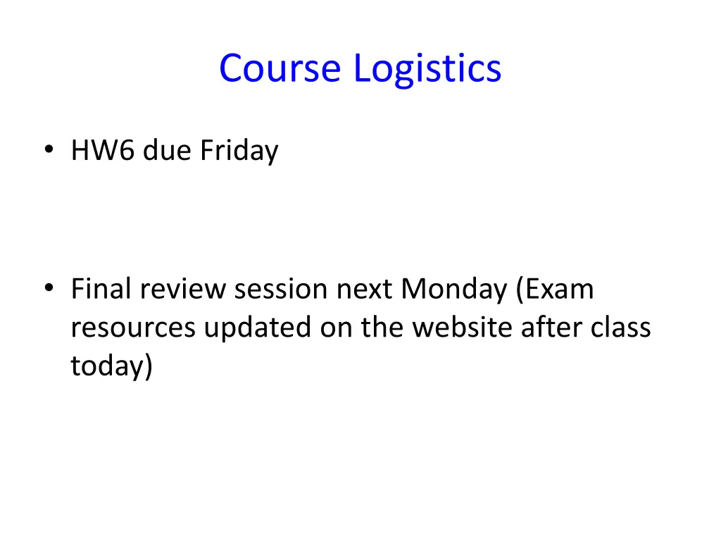 course logistics