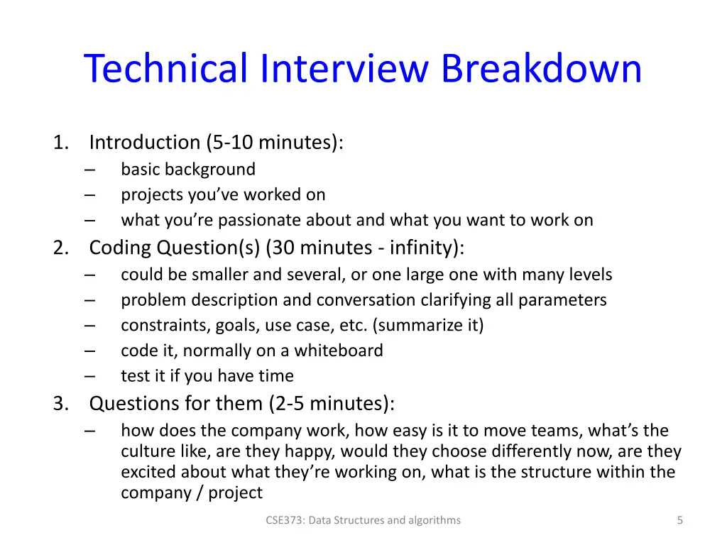 technical interview breakdown