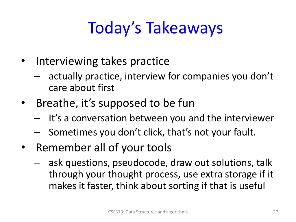 today s takeaways