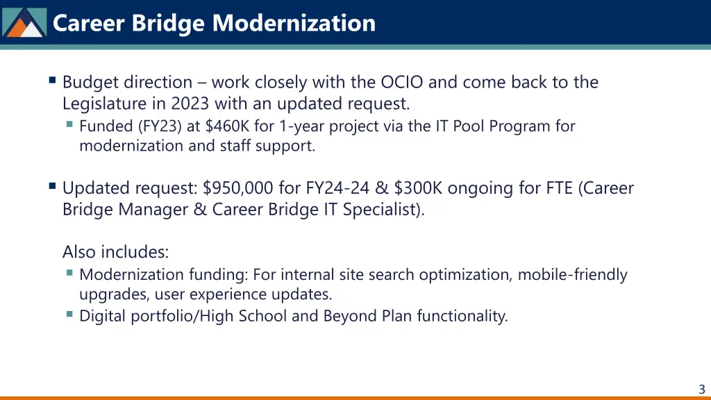 career bridge modernization