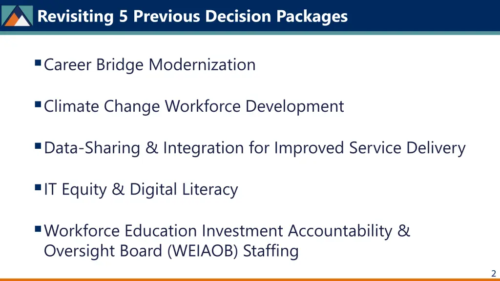 revisiting 5 previous decision packages