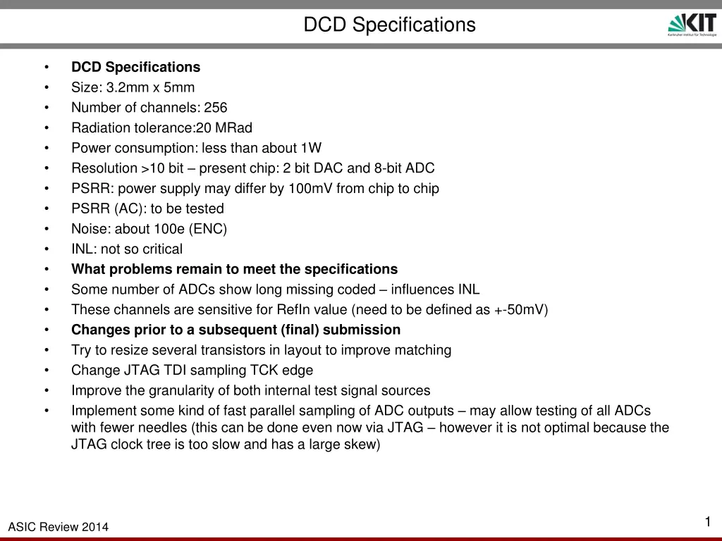 dcd specifications
