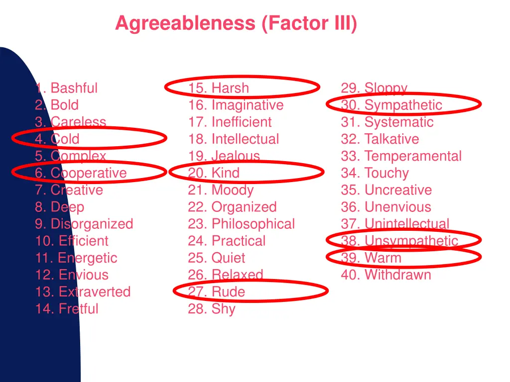 agreeableness factor iii