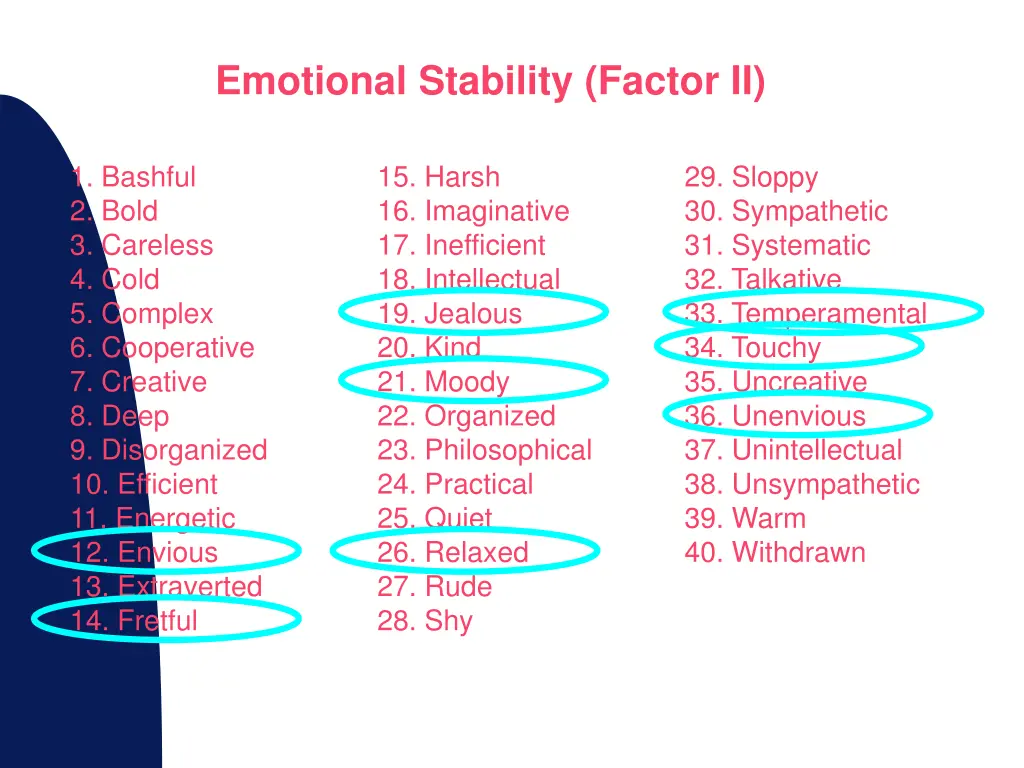 emotional stability factor ii