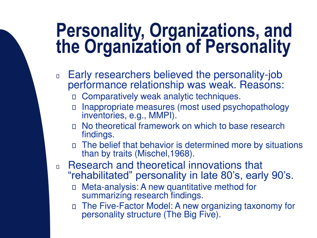 personality organizations and the organization