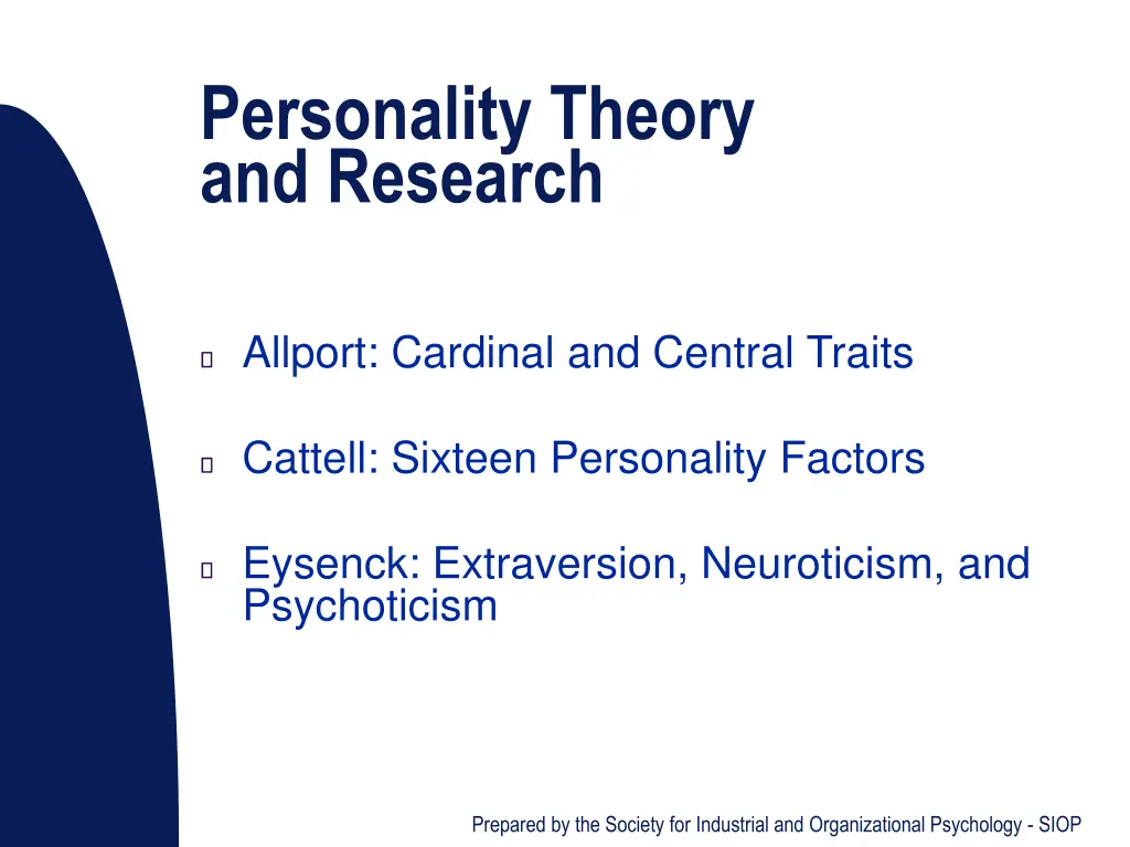 personality theory and research