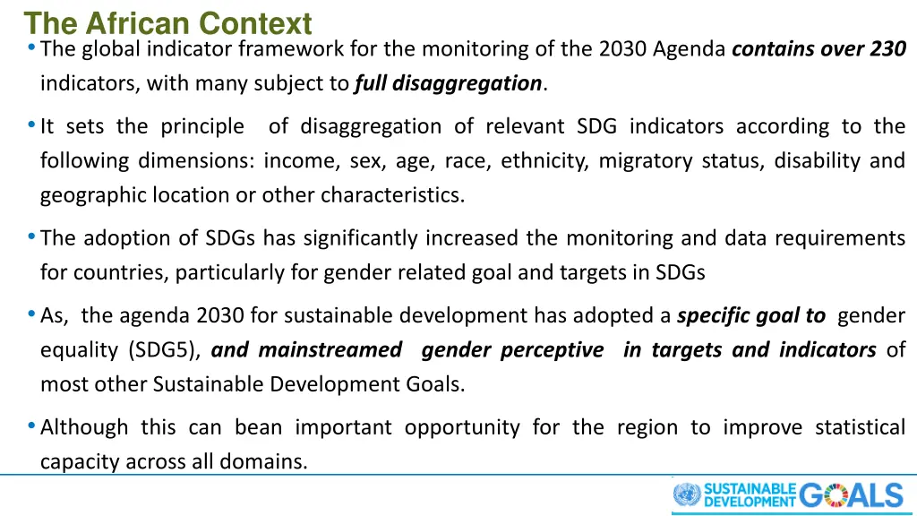the african context the global indicator