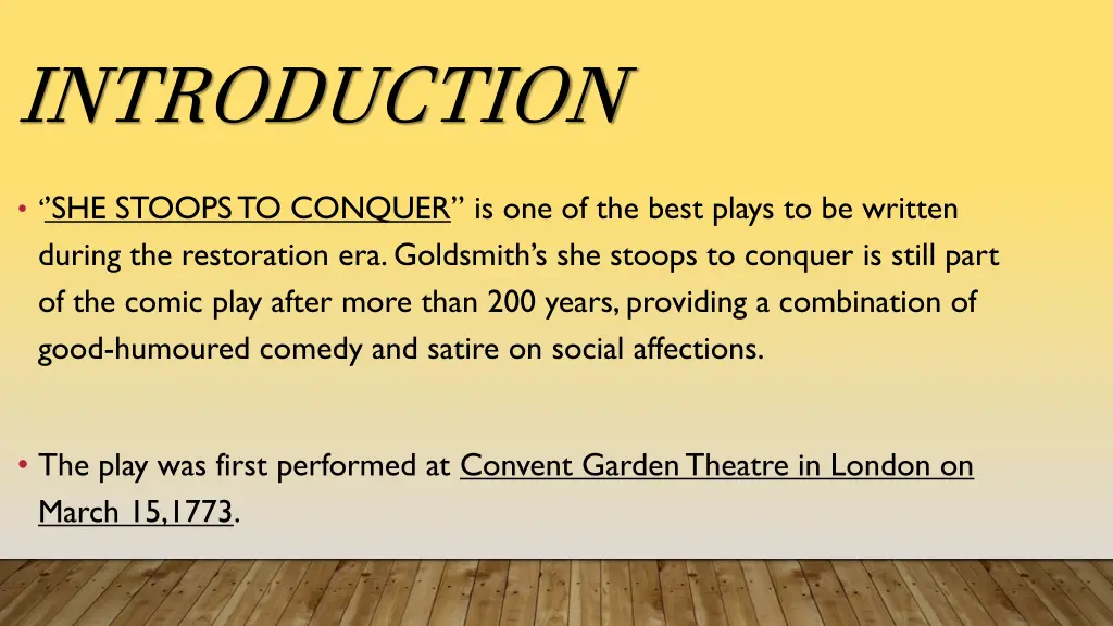 introduction she stoops to conquer