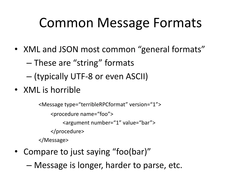 common message formats