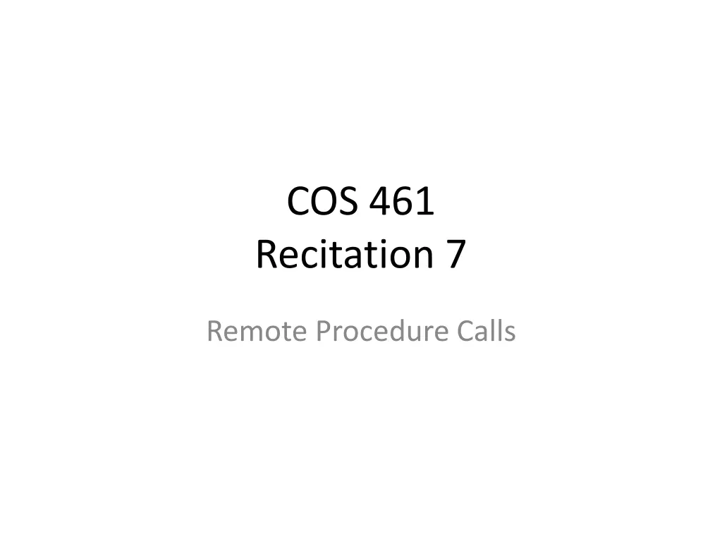 cos 461 recitation 7