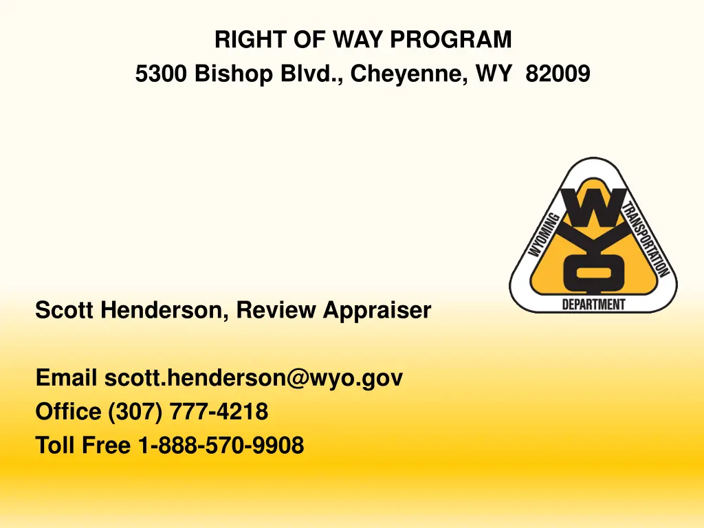 right of way program 5300 bishop blvd cheyenne