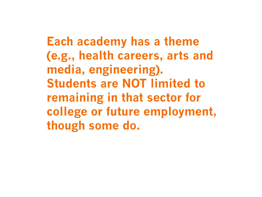 each academy has a theme e g health careers arts