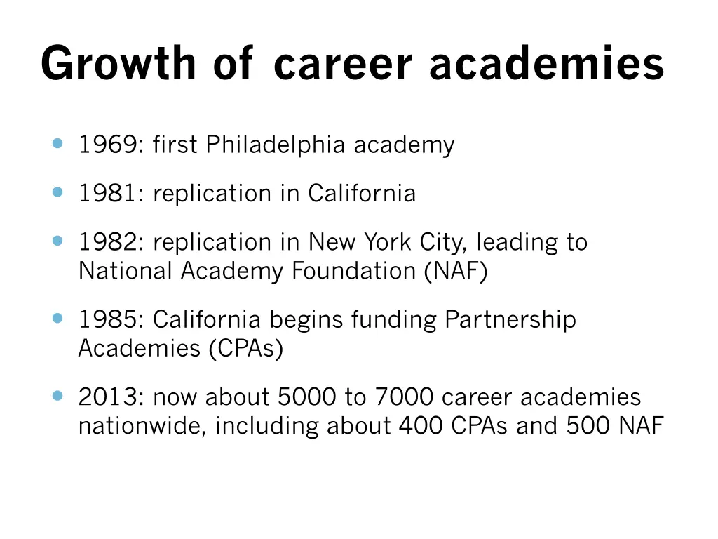 growth of career academies
