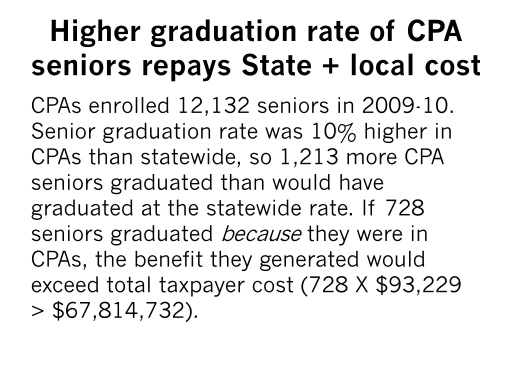 higher graduation rate of cpa seniors repays