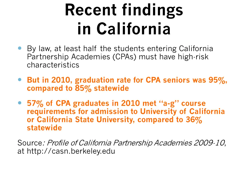 recent findings in california