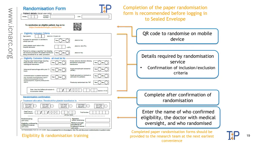 completion of the paper randomisation form