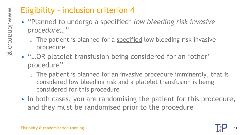 eligibility inclusion criterion 4 planned
