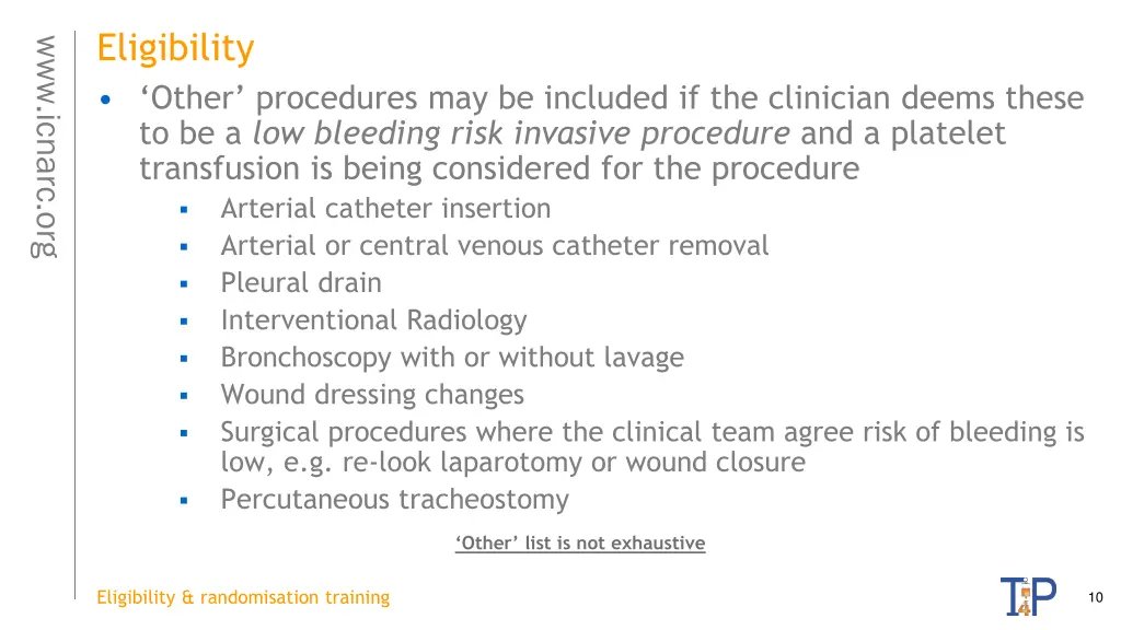 eligibility other procedures may be included