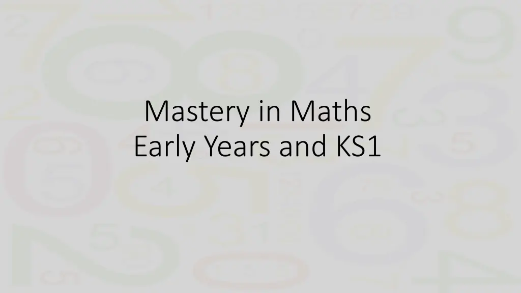 mastery in maths early years and ks1