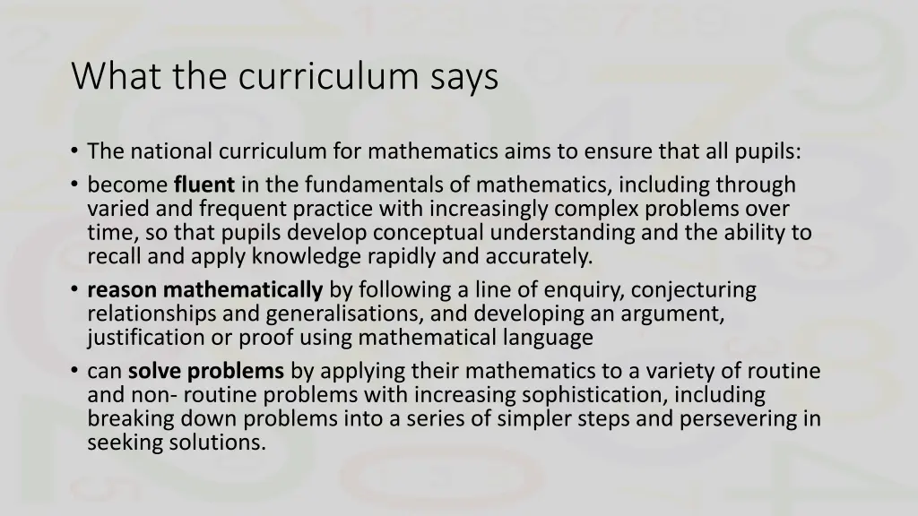 what the curriculum says
