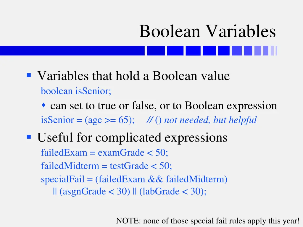 boolean variables