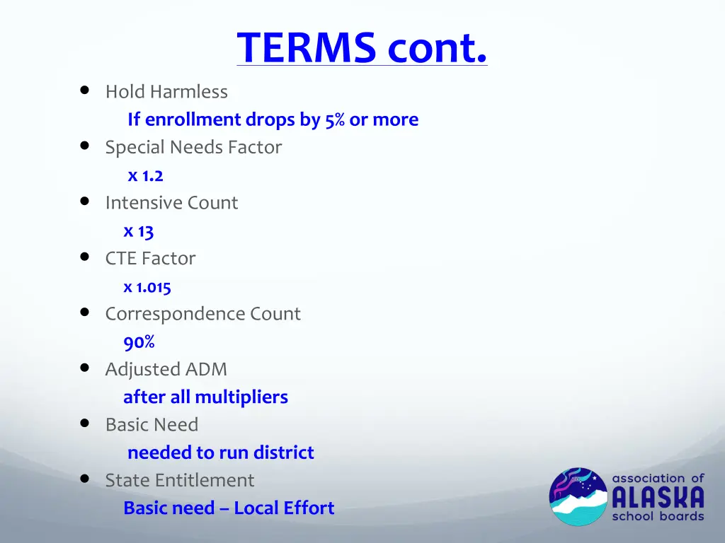 terms cont