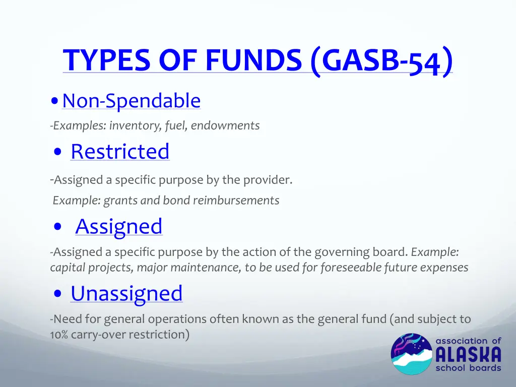 types of funds gasb 54