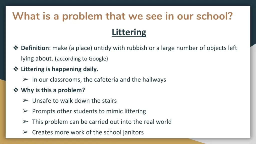 what is a problem that we see in our school