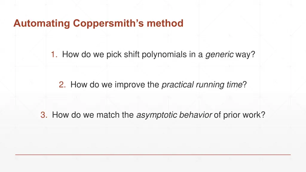 automating coppersmith s method