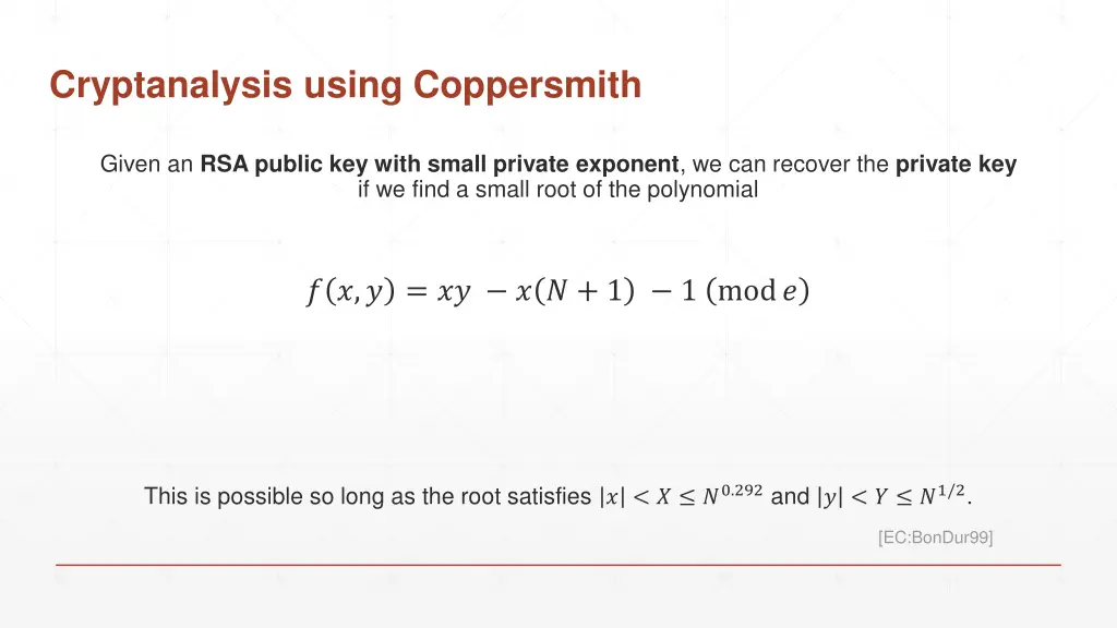 cryptanalysis using coppersmith 1