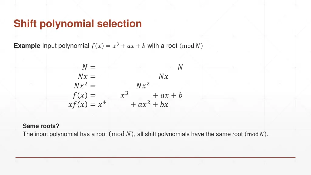 shift polynomial selection 1