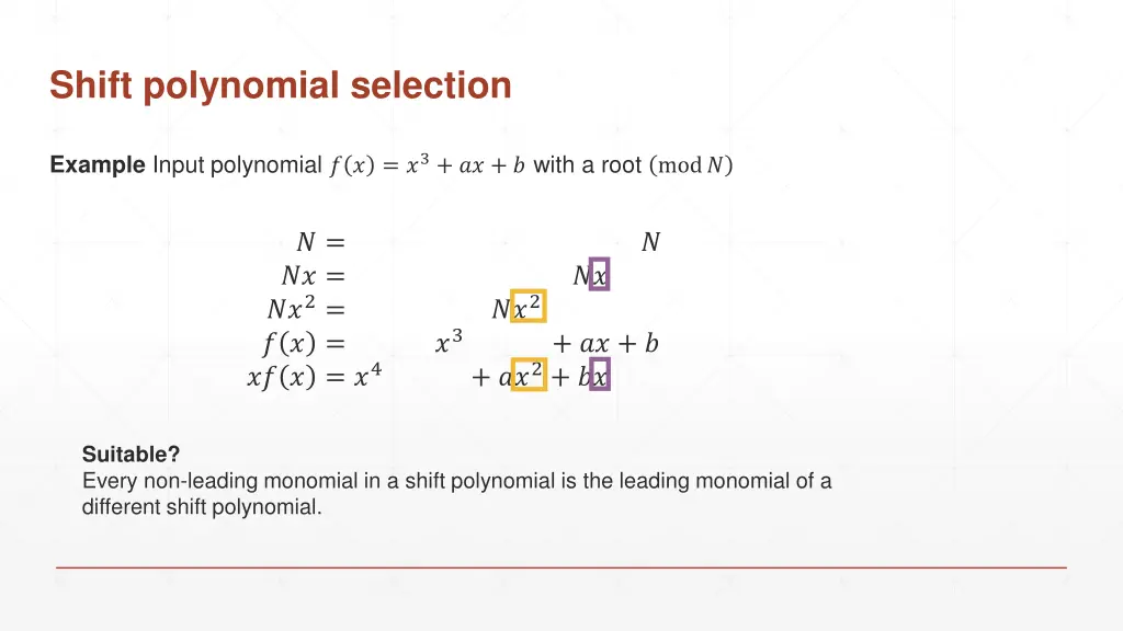 shift polynomial selection 2