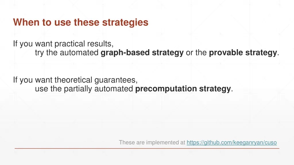 when to use these strategies