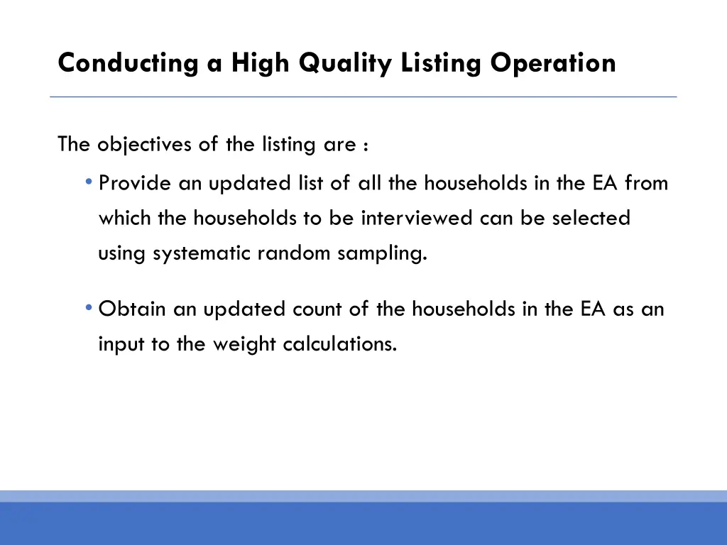 conducting a high quality listing operation