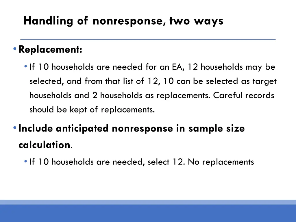 handling of nonresponse two ways