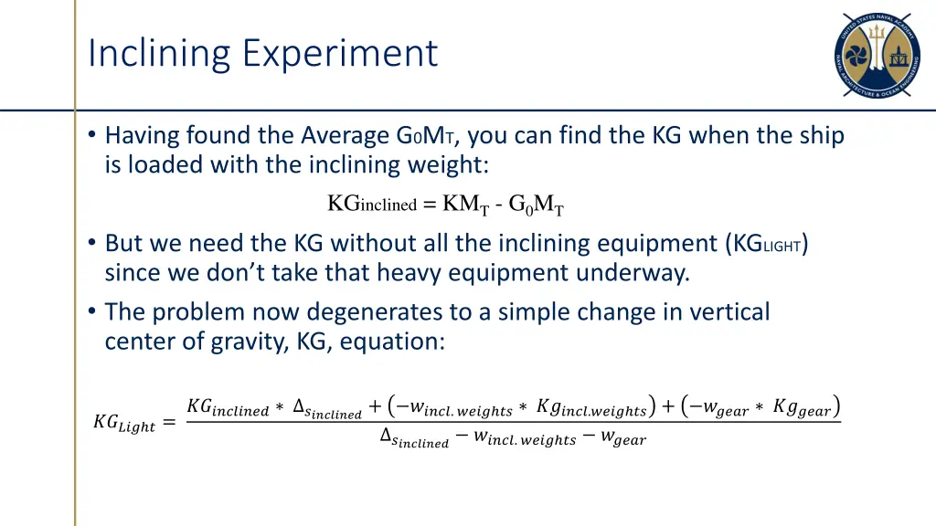 inclining experiment 2