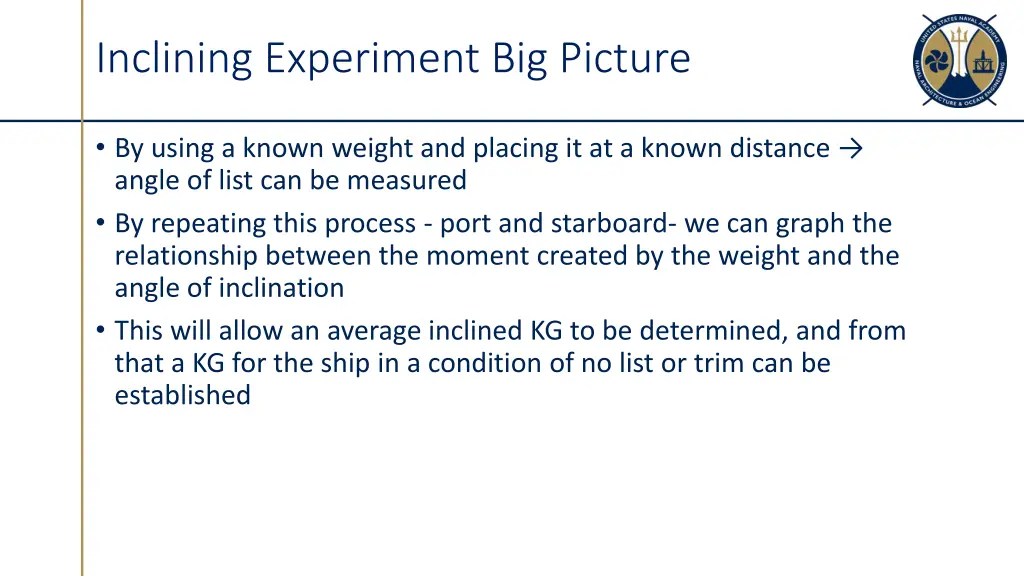 inclining experiment big picture
