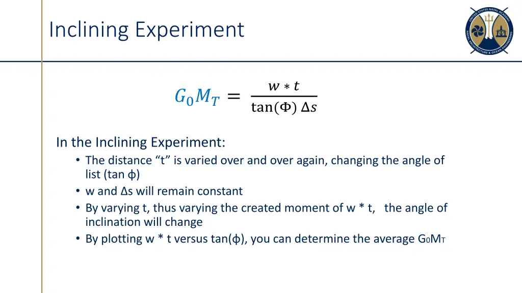 inclining experiment