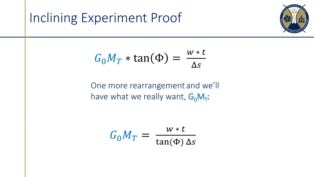 inclining experiment proof 2
